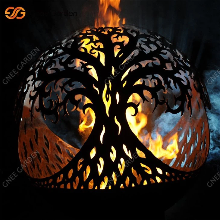 Corten Steel Tree Of Life Sphere Firepit