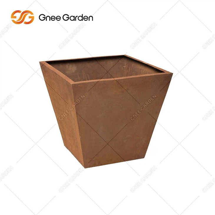 Customized Corten Steel Garden Flower Pot For Decoration
