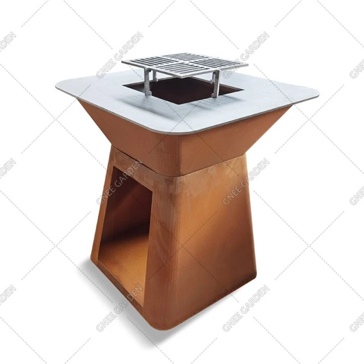 Fire Pit BBQ Table Outdoor Grill Fire Pits Rusty Corten Steel Plancha Barbecue