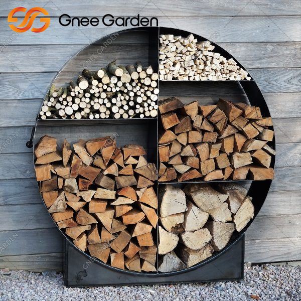 Sab nraum zoov Rusted Corten Steel Round Ntoo Cia Rack