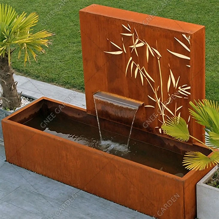 Outdoor Water Features Corten Steel Free Standing Waterfall Wall