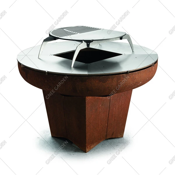 Patio Propane Firepit Table Rectangle Corten Steel Gas Hluav Taws Pits