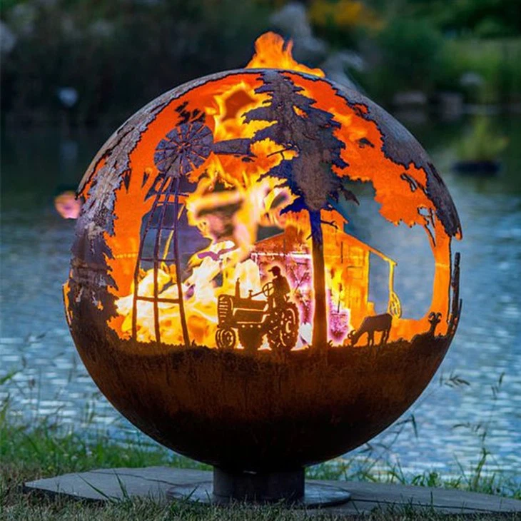 Professional Manufacturer Outdoor Corten Steel Globe Sphere Dome Bonfire Fire Pits