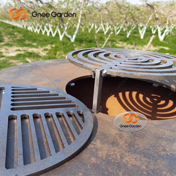 Round Corten Steel BBQ Grill