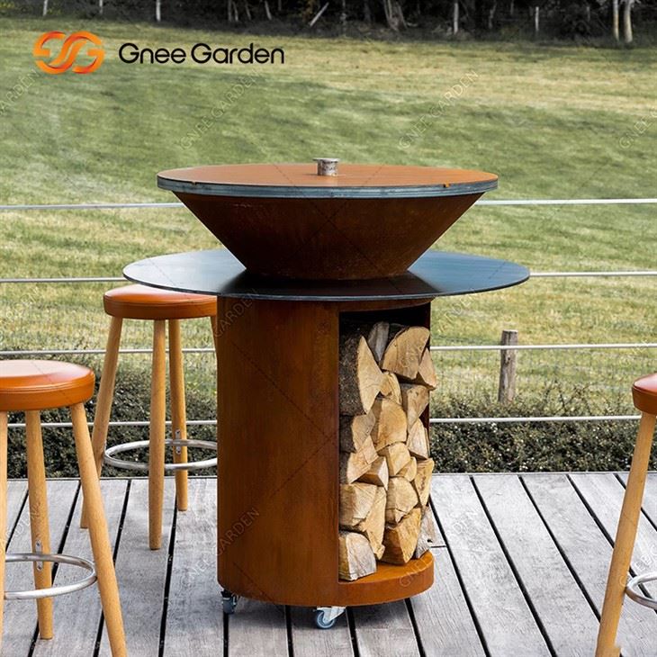Round Corten Steel BBQ Grill