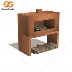 Dawb Standing Ntoo Hlawv Corten Steel Sab nraum zoov Chiminea Qhov cub nrog lub cav