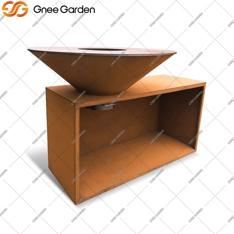 Corten Steel garden bbq worktop