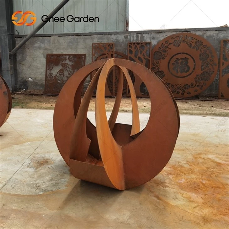 Outdoor Tree Metal Planter Garden Big Corten Steel Flower Pot