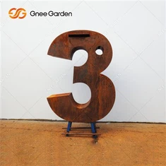 Corten Steel Number Letterbox